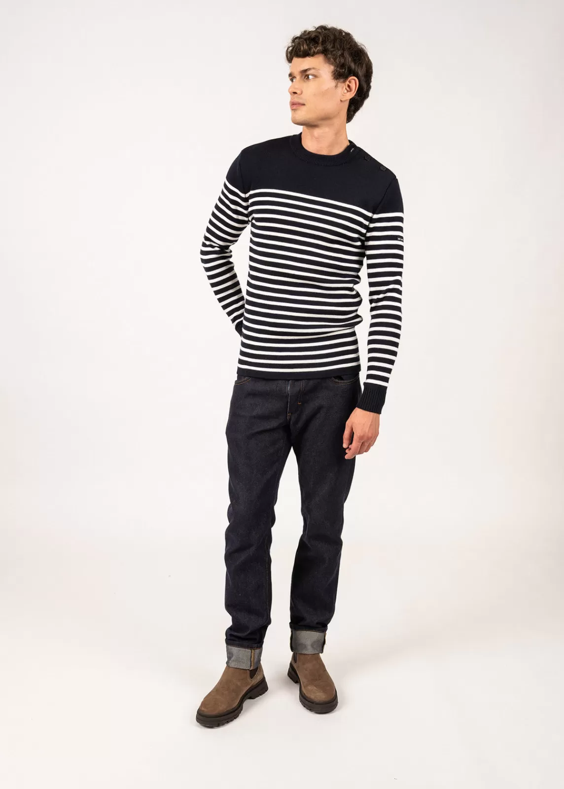 Sailor Jumpers>Saint James Rochefort striped sailor jumper NAVY/ECUME