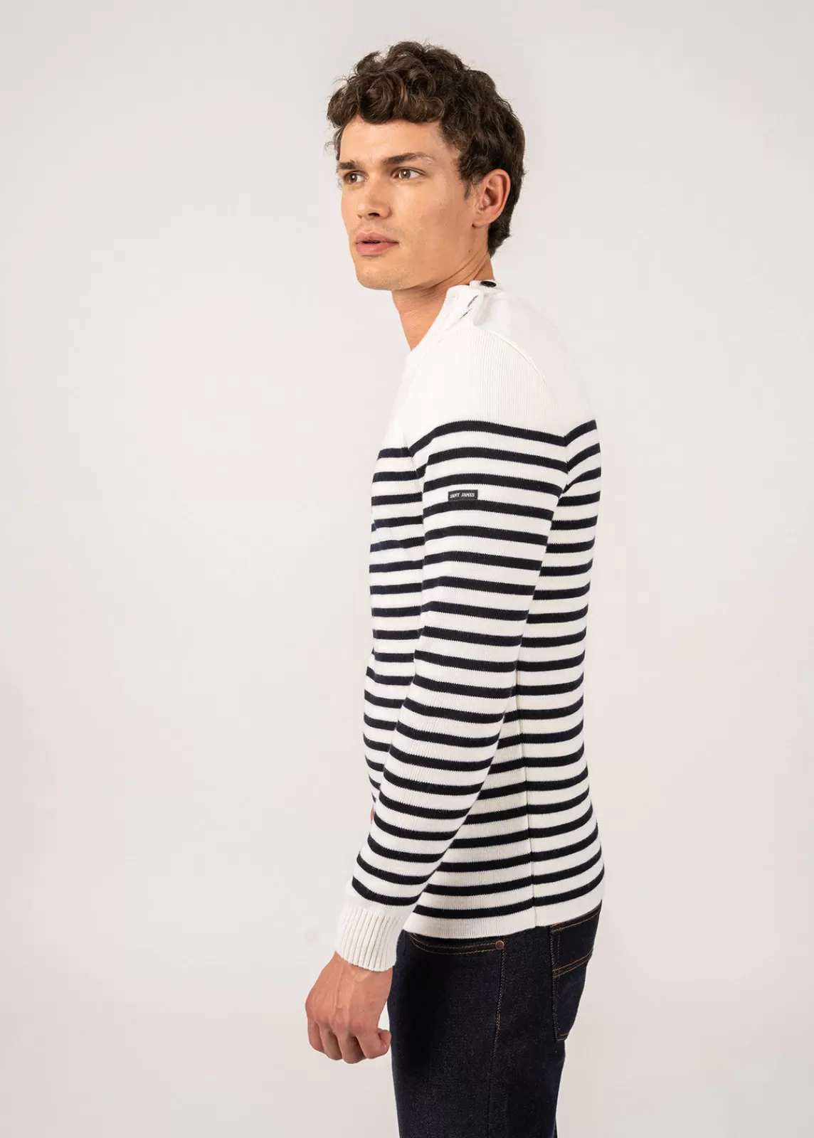 Sailor Jumpers>Saint James Rochefort striped sailor jumper ECUME/NAVY