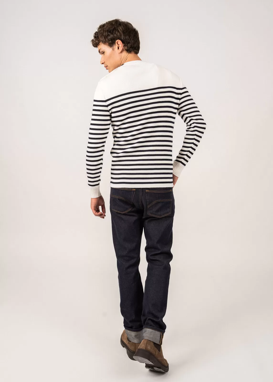 Sailor Jumpers>Saint James Rochefort striped sailor jumper ECUME/NAVY