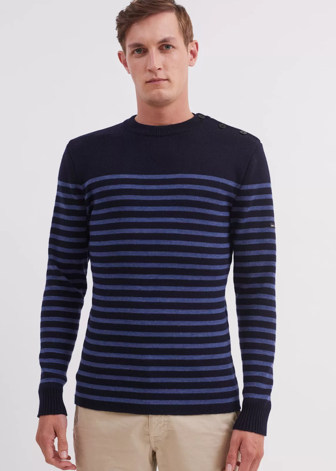 Sailor Jumpers>Saint James Rochefort striped sailor jumper NAVY/JEAN