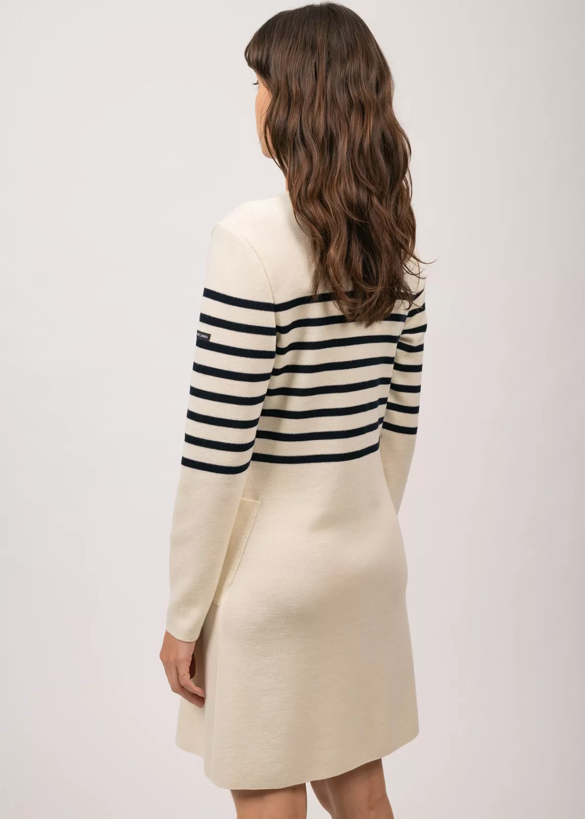 Dresses & Skirts>Saint James Royale striped dress in wool ECUME/NAVY