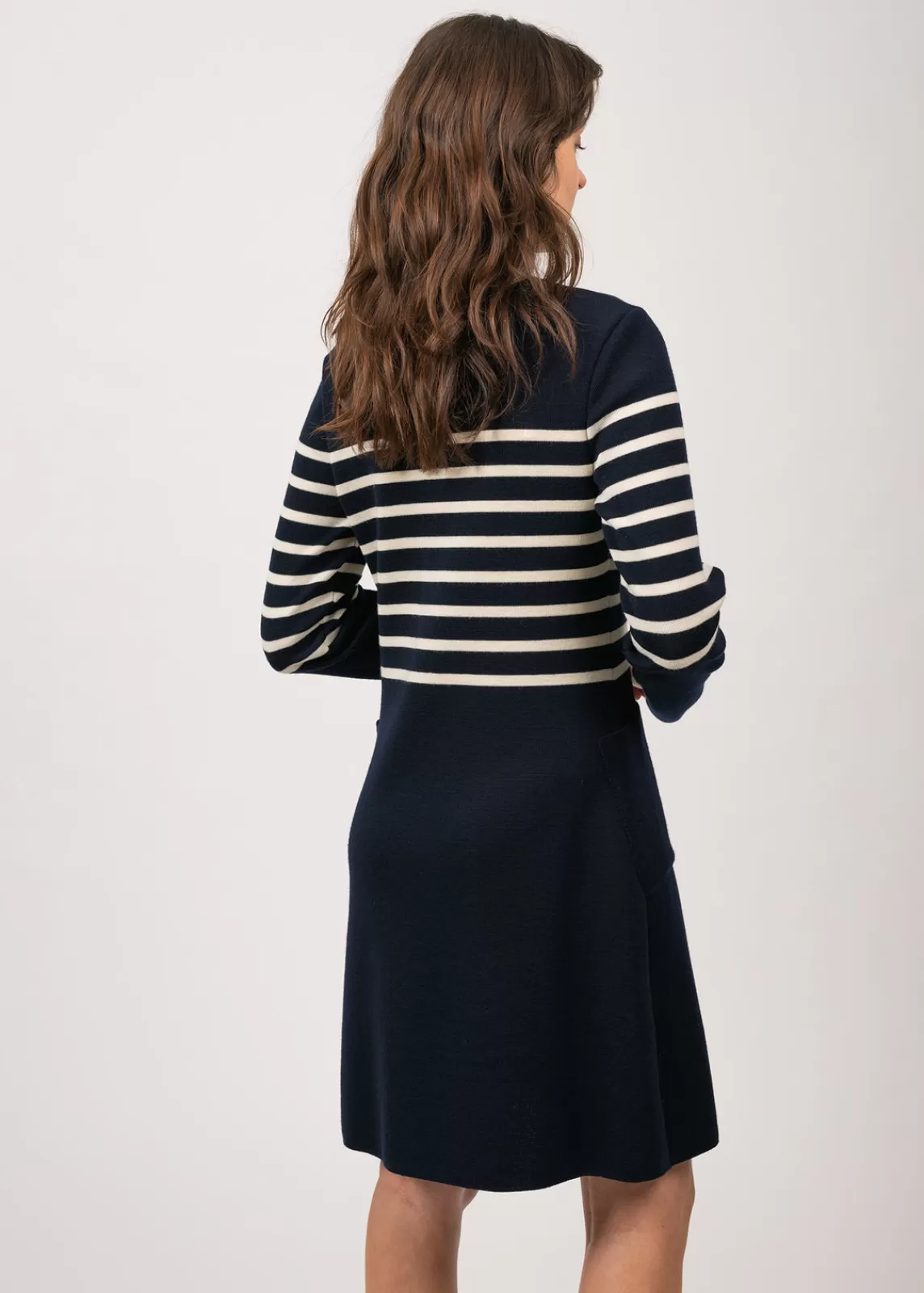 Dresses & Skirts>Saint James Royale striped dress in wool NAVY/ECUME