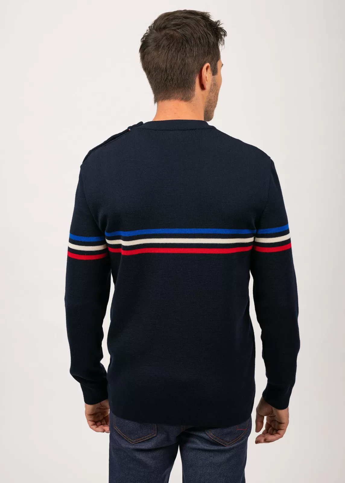 Sailor Jumpers>Saint James Sailor jumper with tricolour stripes NAVY