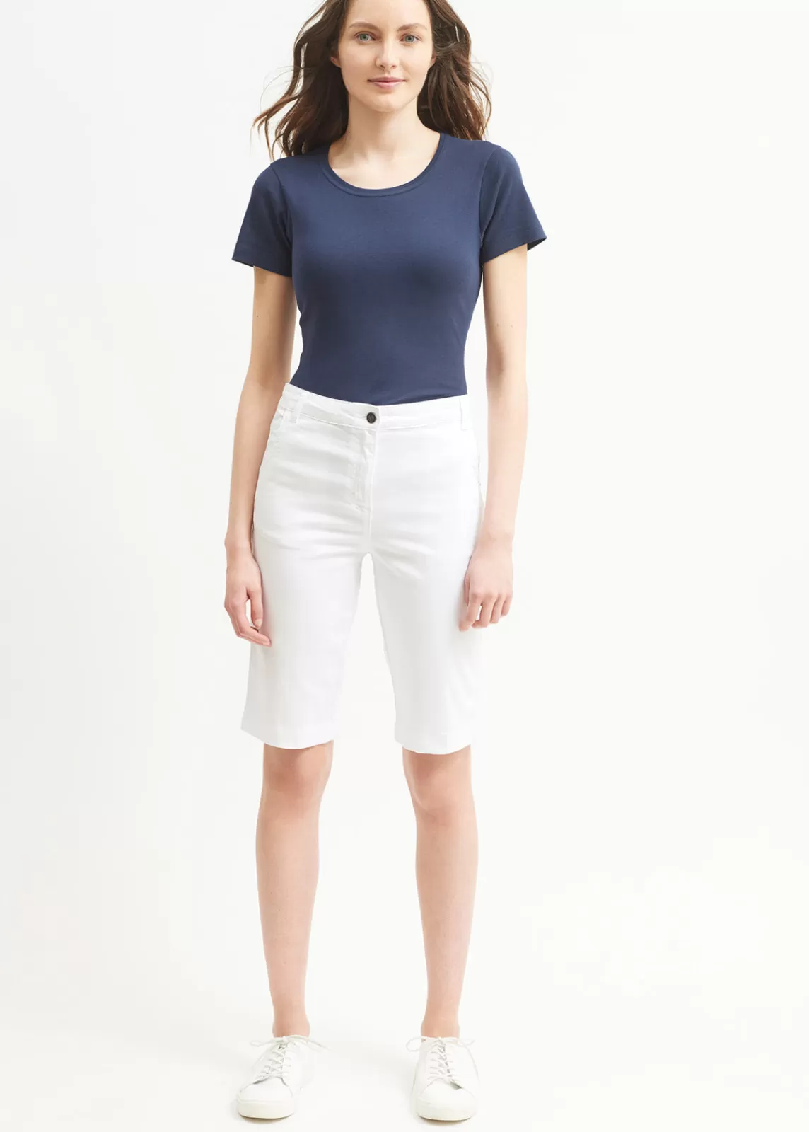 Trousers & Shorts>Saint James Samantha plain Bermuda shorts BLANC