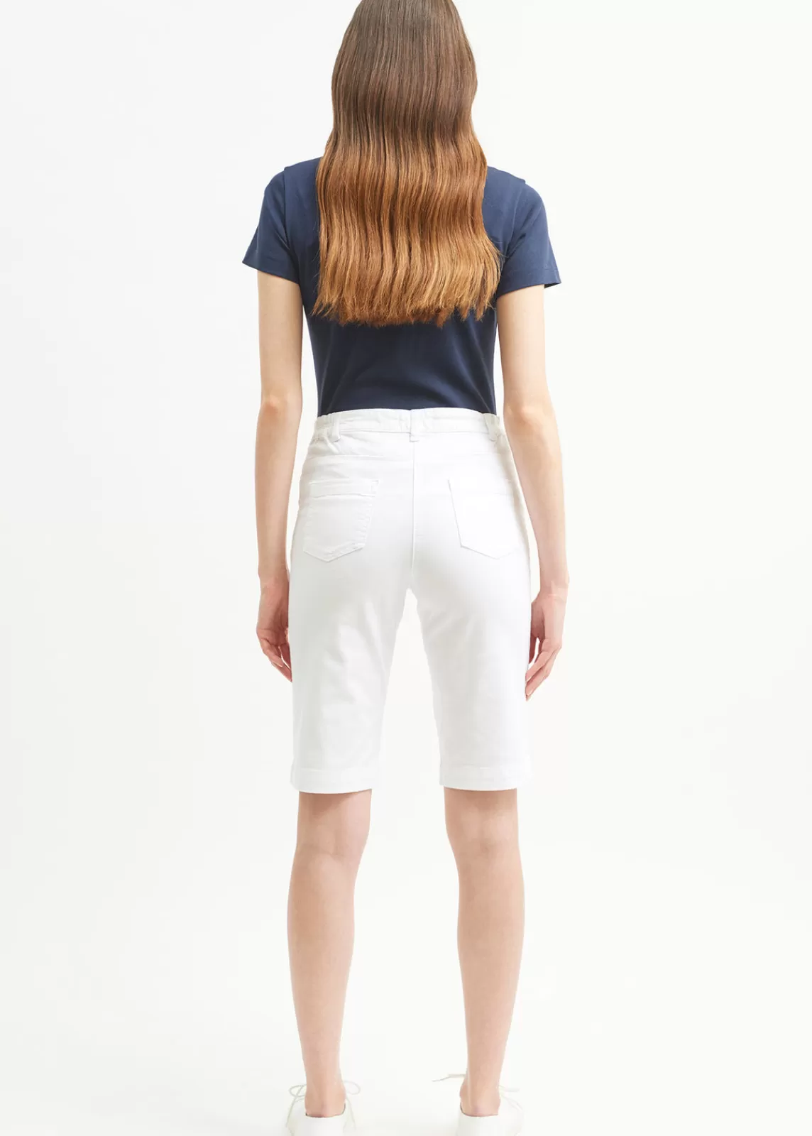 Trousers & Shorts>Saint James Samantha plain Bermuda shorts BLANC