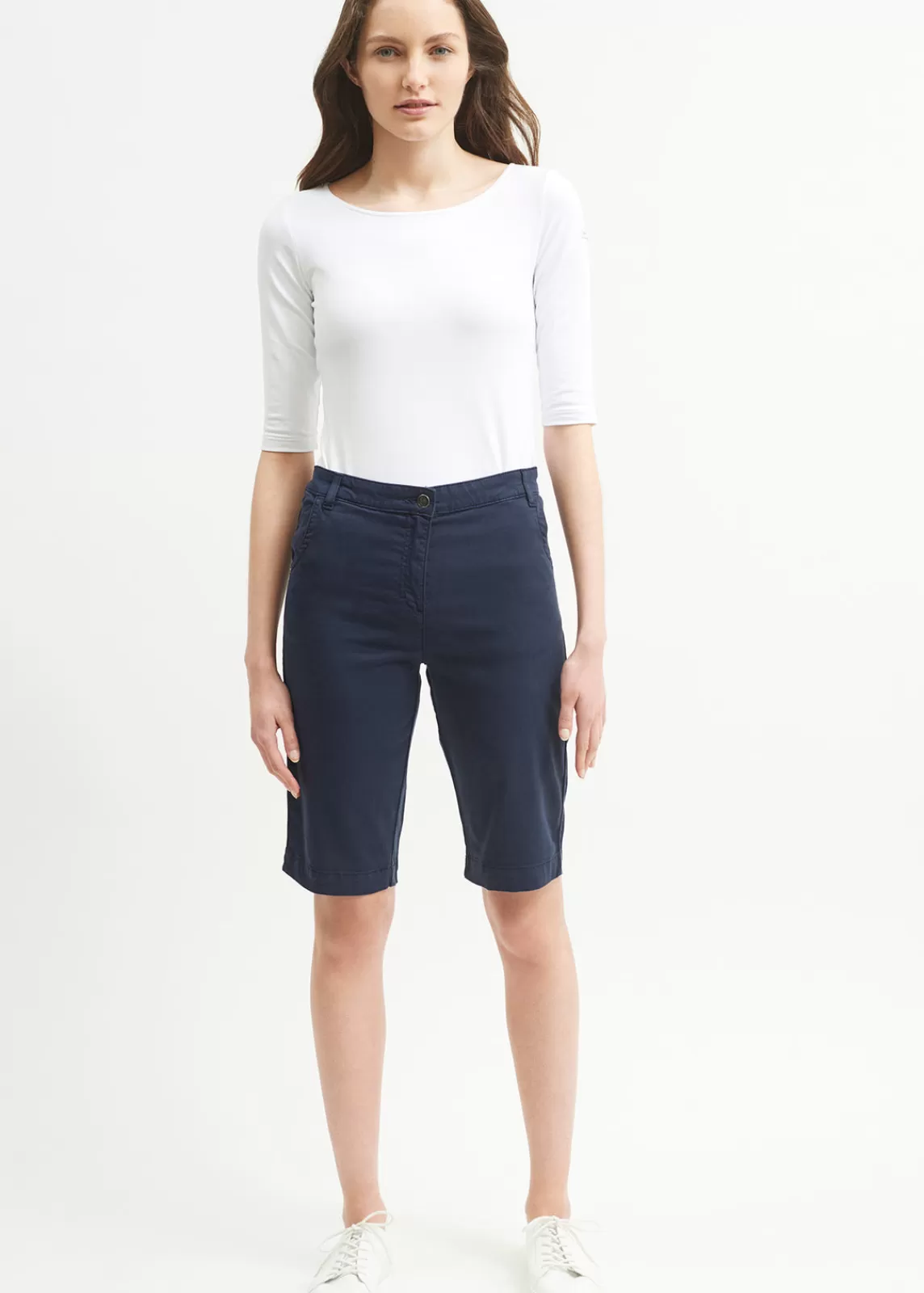 Trousers & Shorts>Saint James Samantha plain Bermuda shorts MARINE