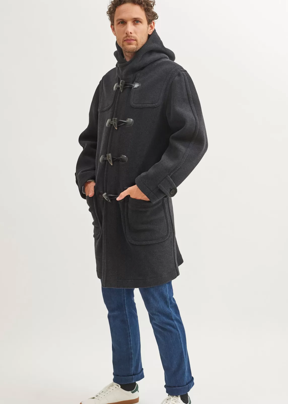 Coats>Saint James Saturne classic duffle-coat ANTHRACITE