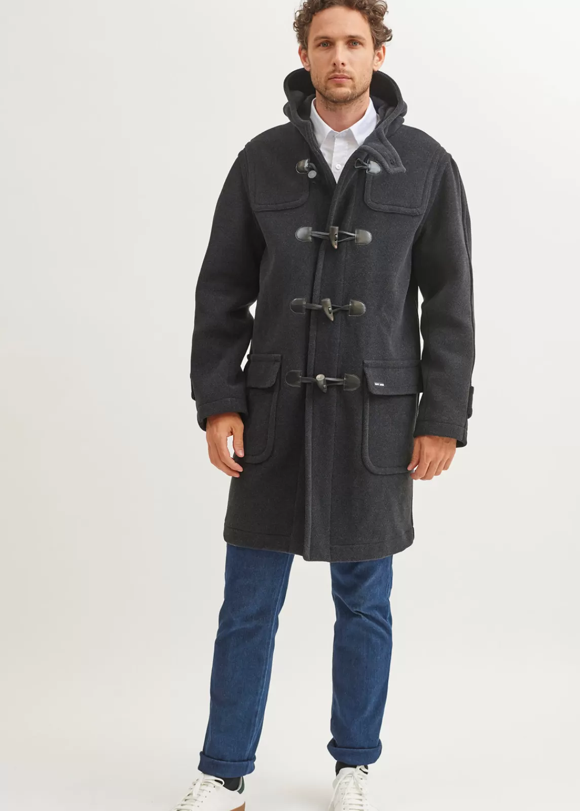 Coats>Saint James Saturne classic duffle-coat ANTHRACITE