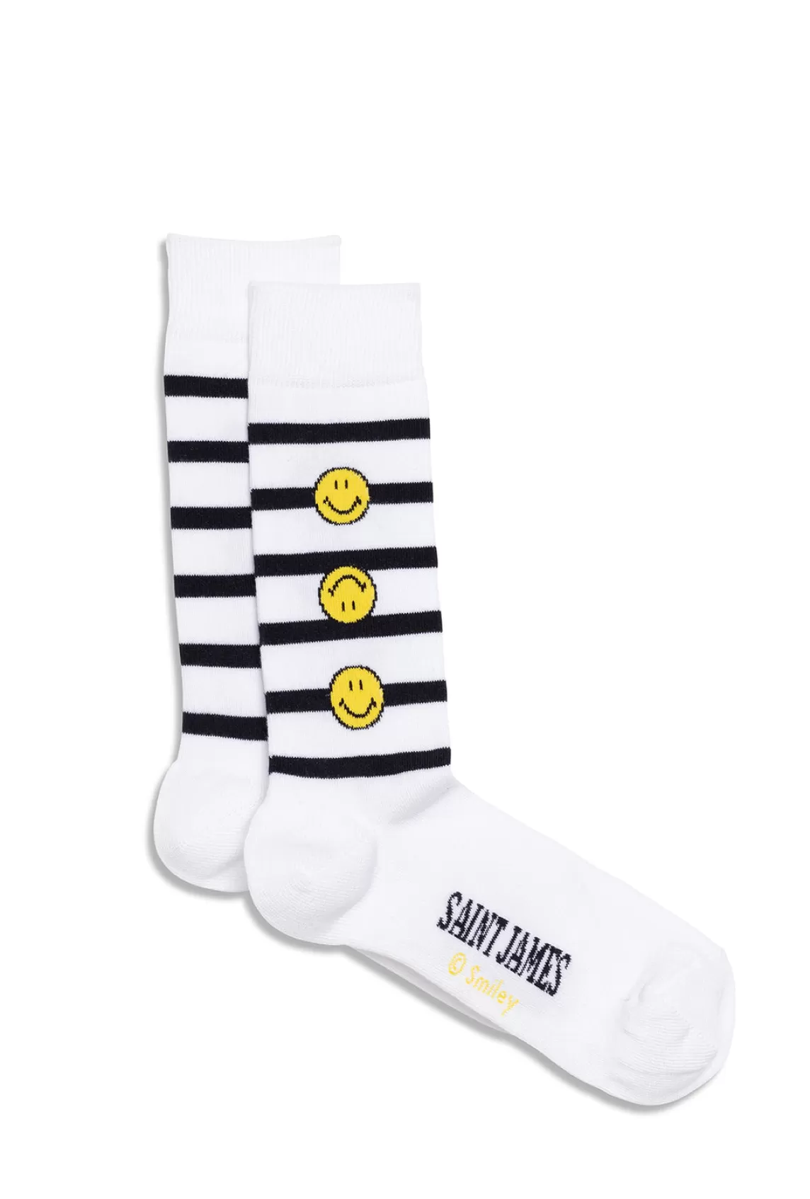 Shoes & Socks>Saint James Smiley cotton socks NEIGE/MARINE