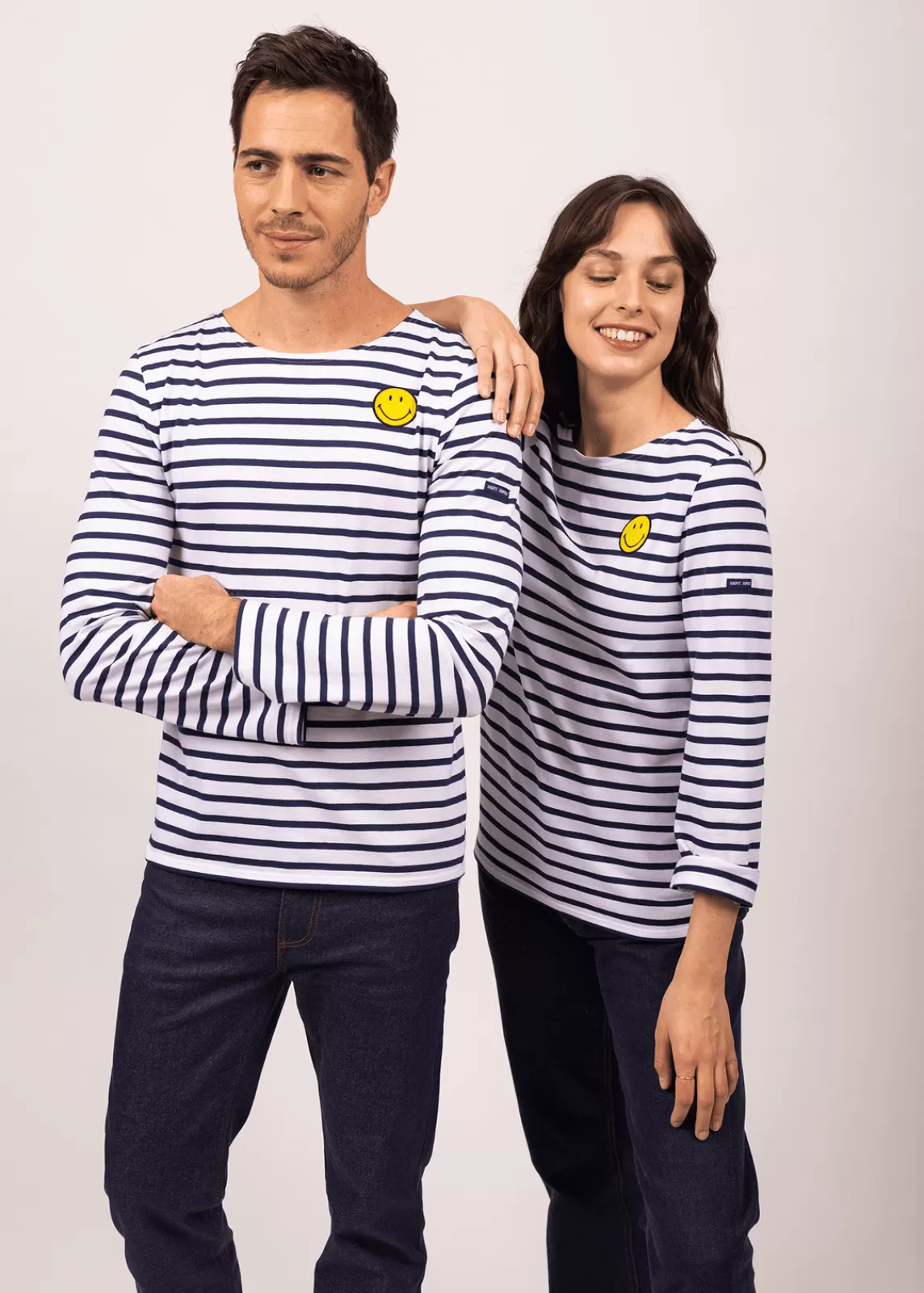 Sailor Striped Shirts>Saint James Smiley iconic sailor striped shirt NEIGE/MARINE