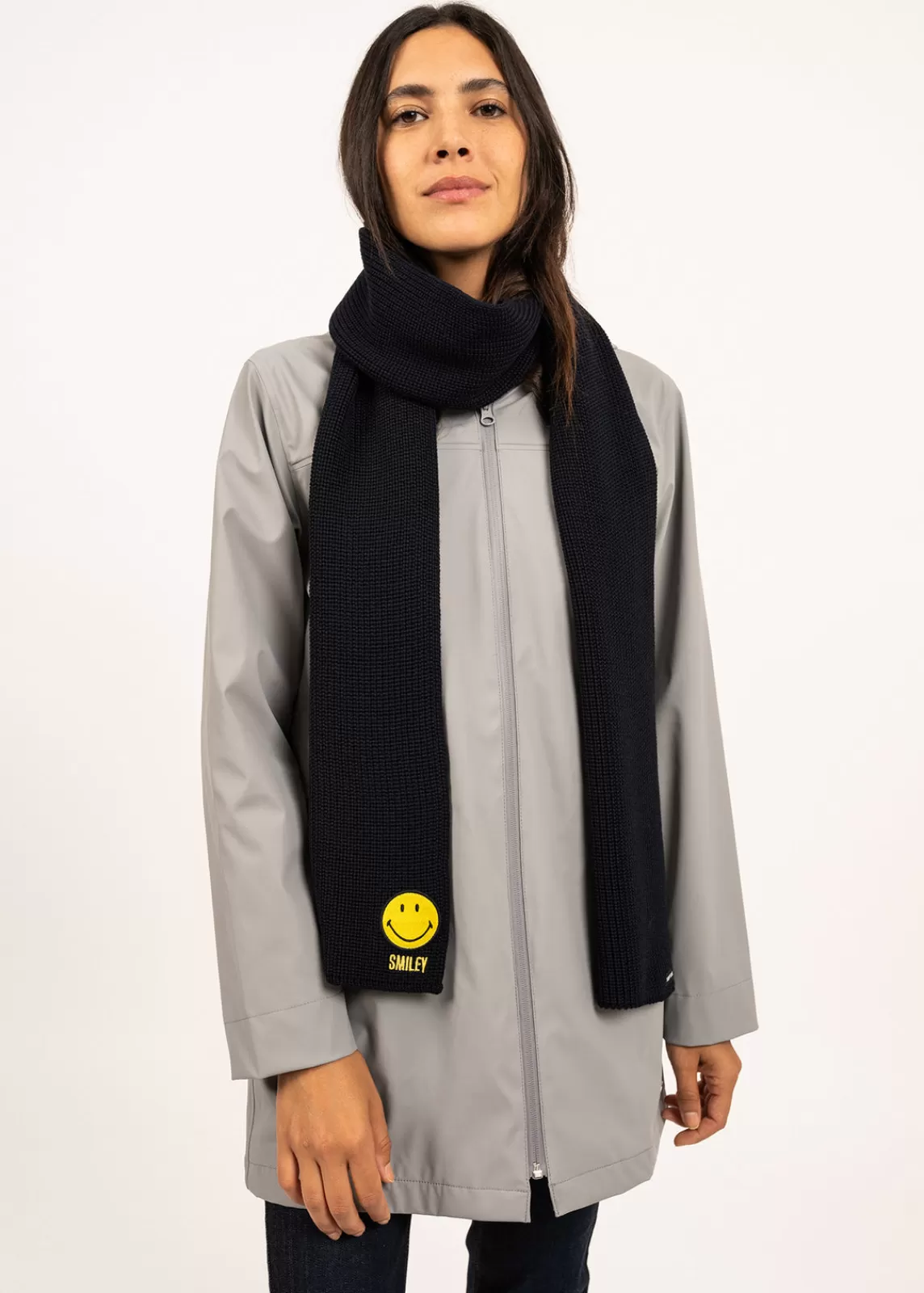 Scarves>Saint James Smiley wool scarf NAVY