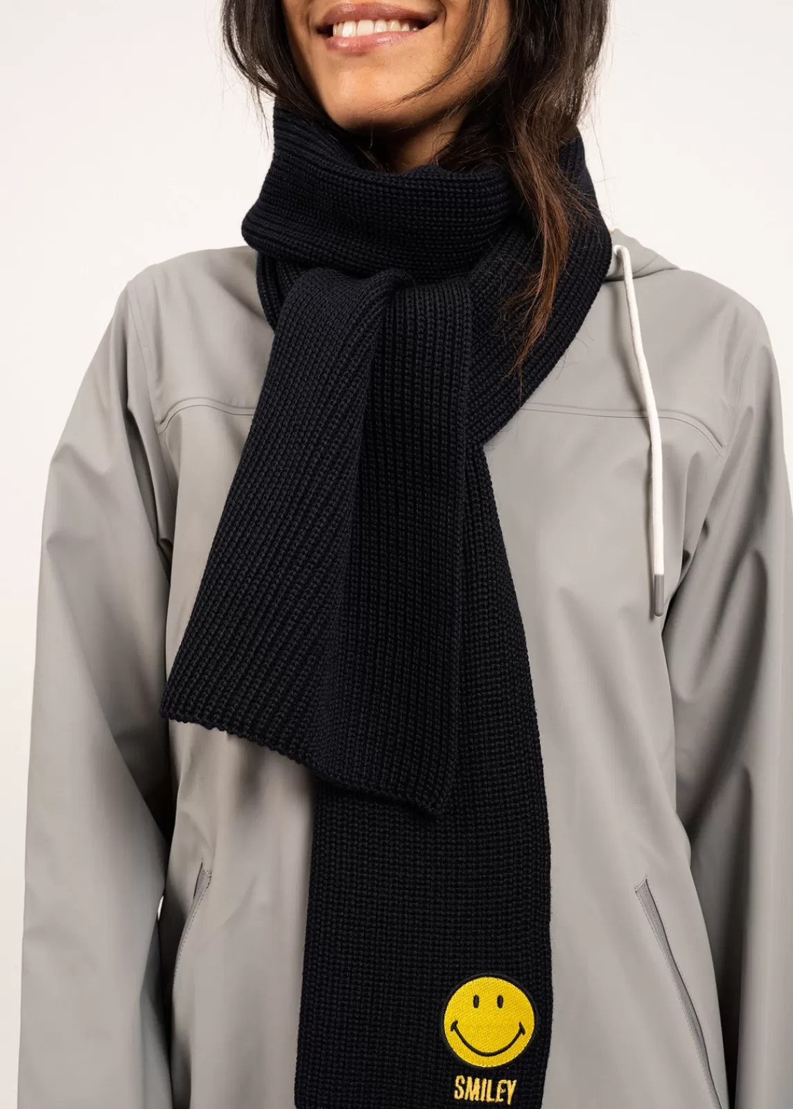 Scarves>Saint James Smiley wool scarf NAVY