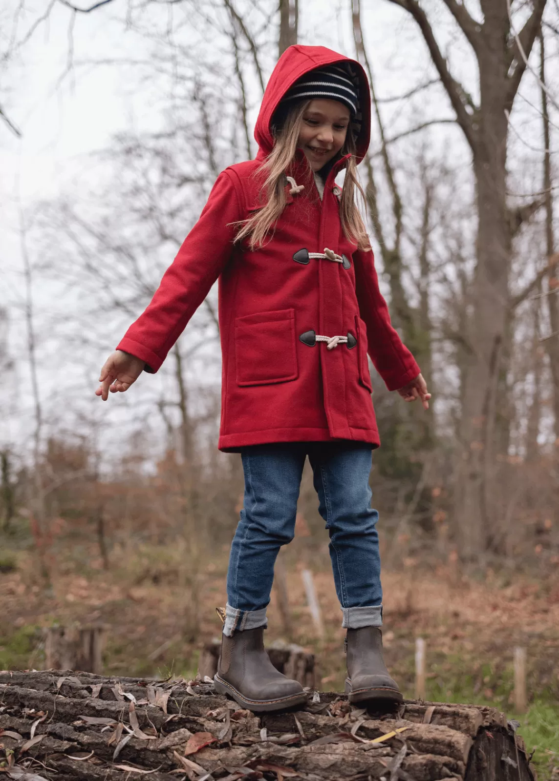 Coats>Saint James St Malo duffle-coat for children ROUGE