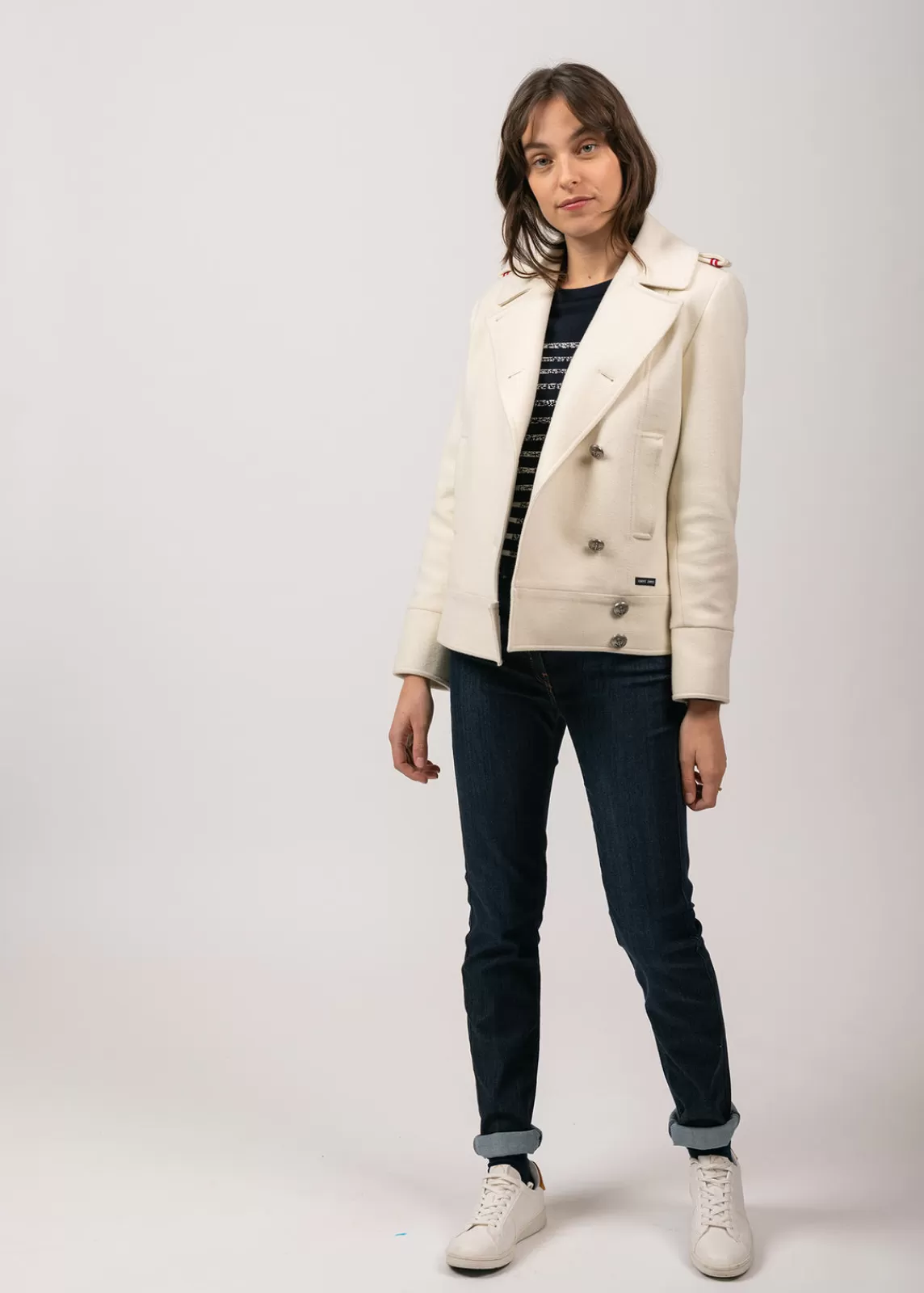 Coats & Peacoats>Saint James Ste Brigitte peacoat BLANCD'HIVER