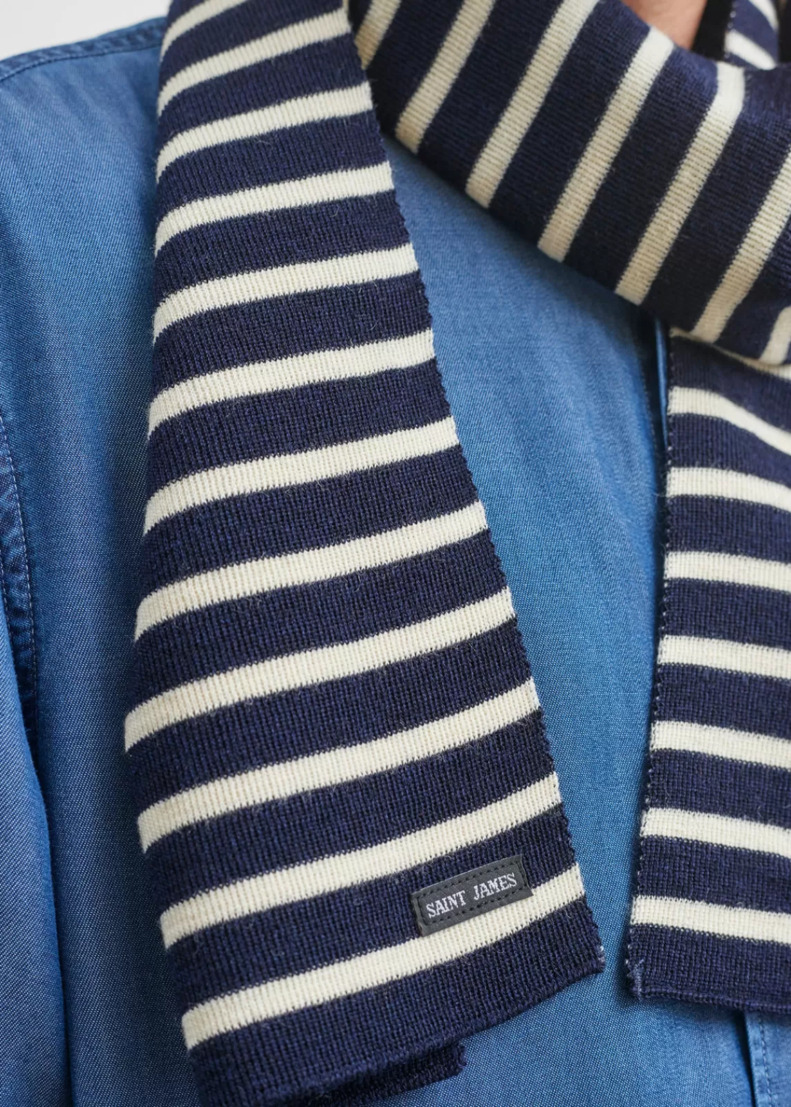 Accessories>Saint James Striped scarf MARINE/ECRU