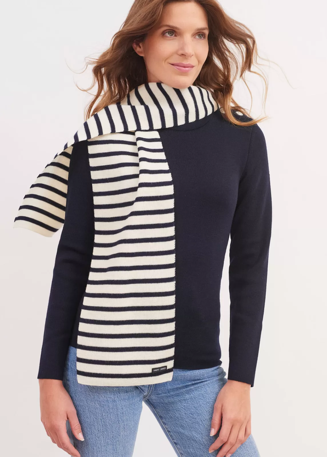 Accessories>Saint James Striped scarf ECRU/MARINE