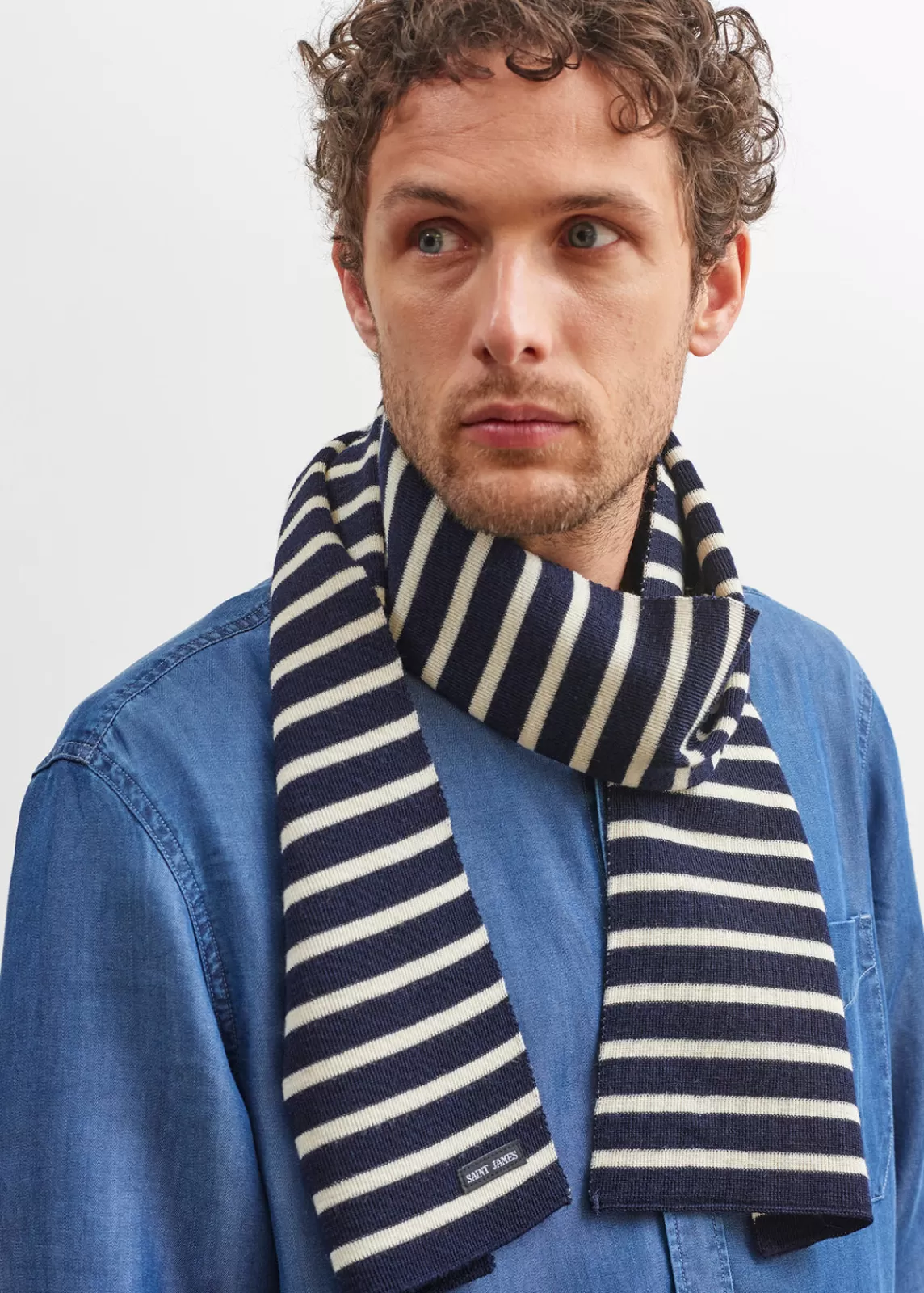 Accessories>Saint James Striped scarf MARINE/ECRU