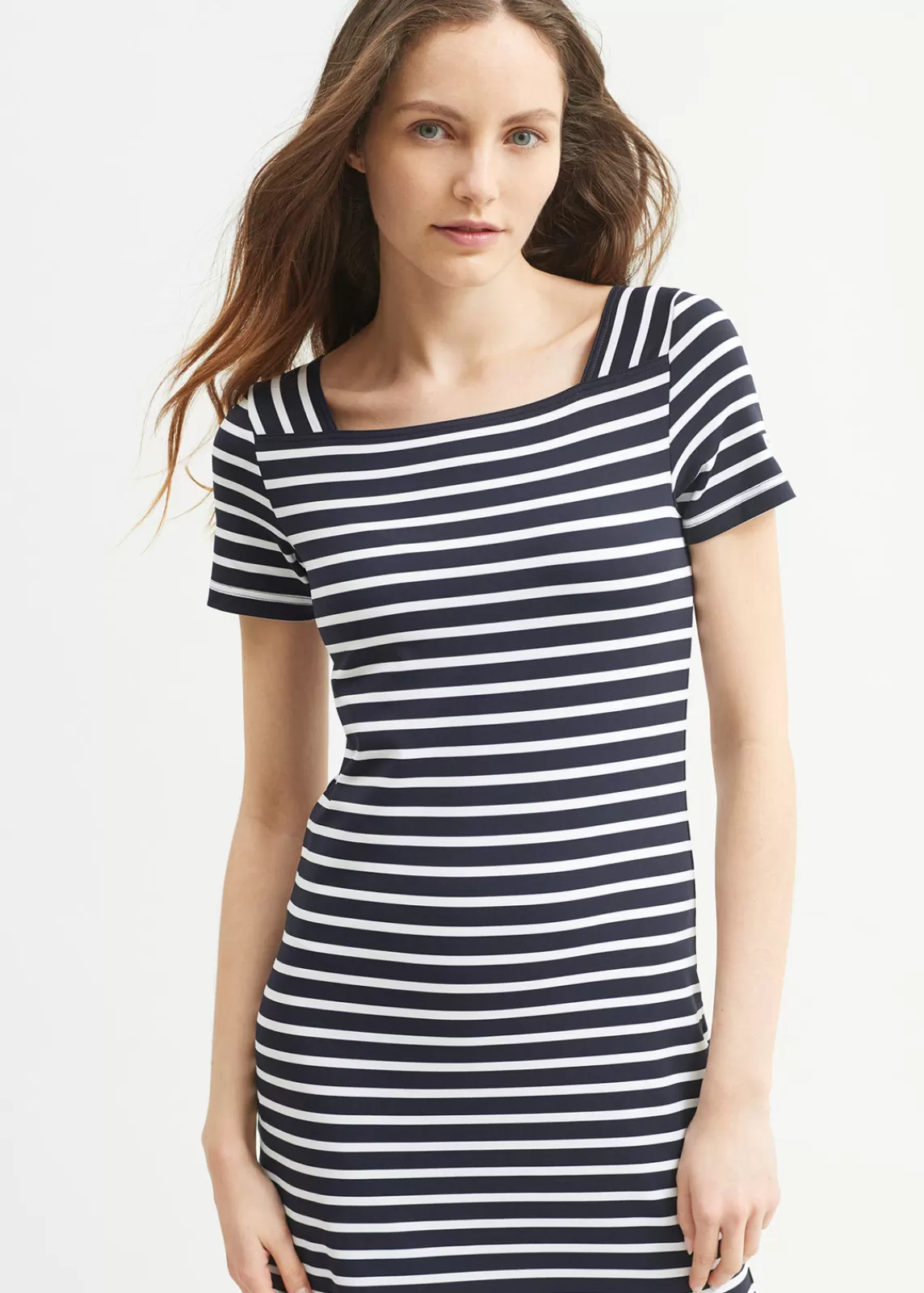 Dresses & Skirts>Saint James Tolède anti-UV striped dress NAVY/NEIGE