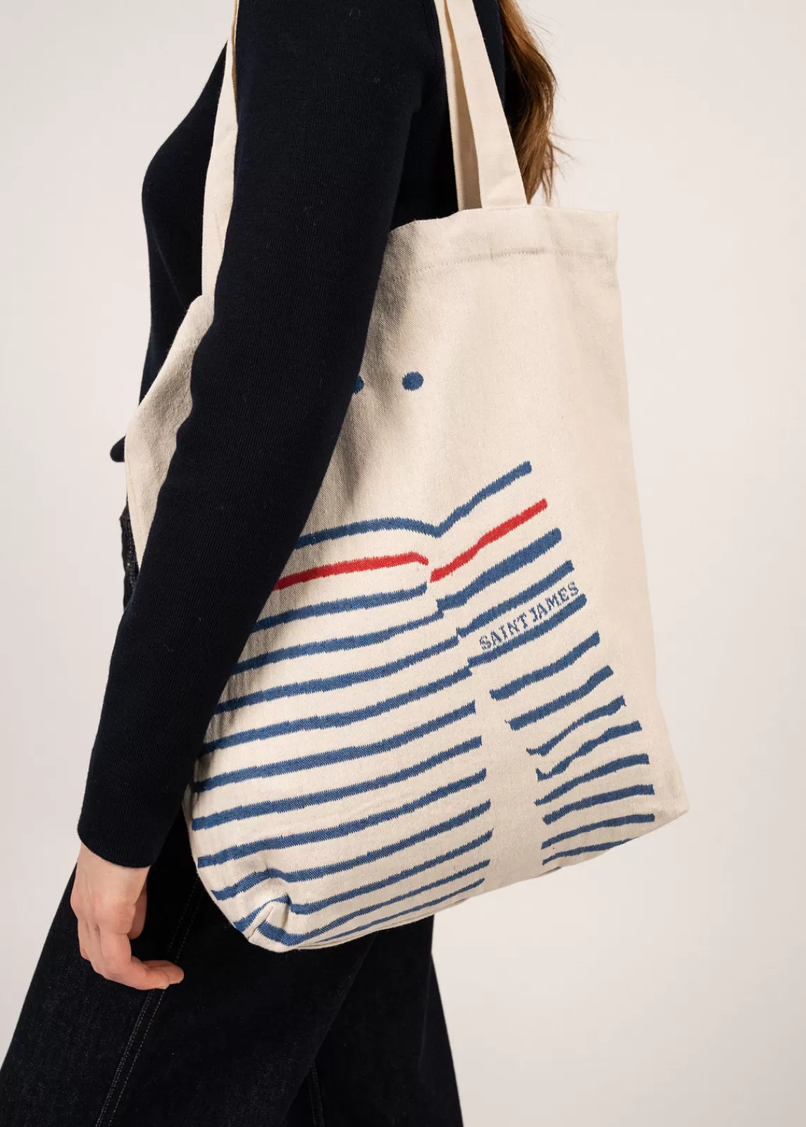 Accessories>Saint James Tote bag in recycled cotton ECRU/GITANE