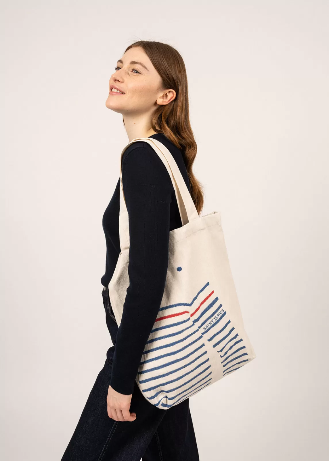 Accessories>Saint James Tote bag in recycled cotton ECRU/GITANE