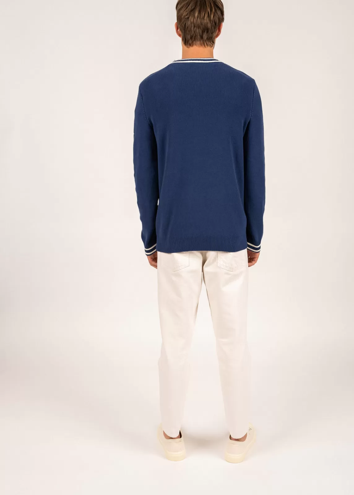 Jumpers & Cardigans>Saint James Tréguier V neck jumper INDIGO/ECUME