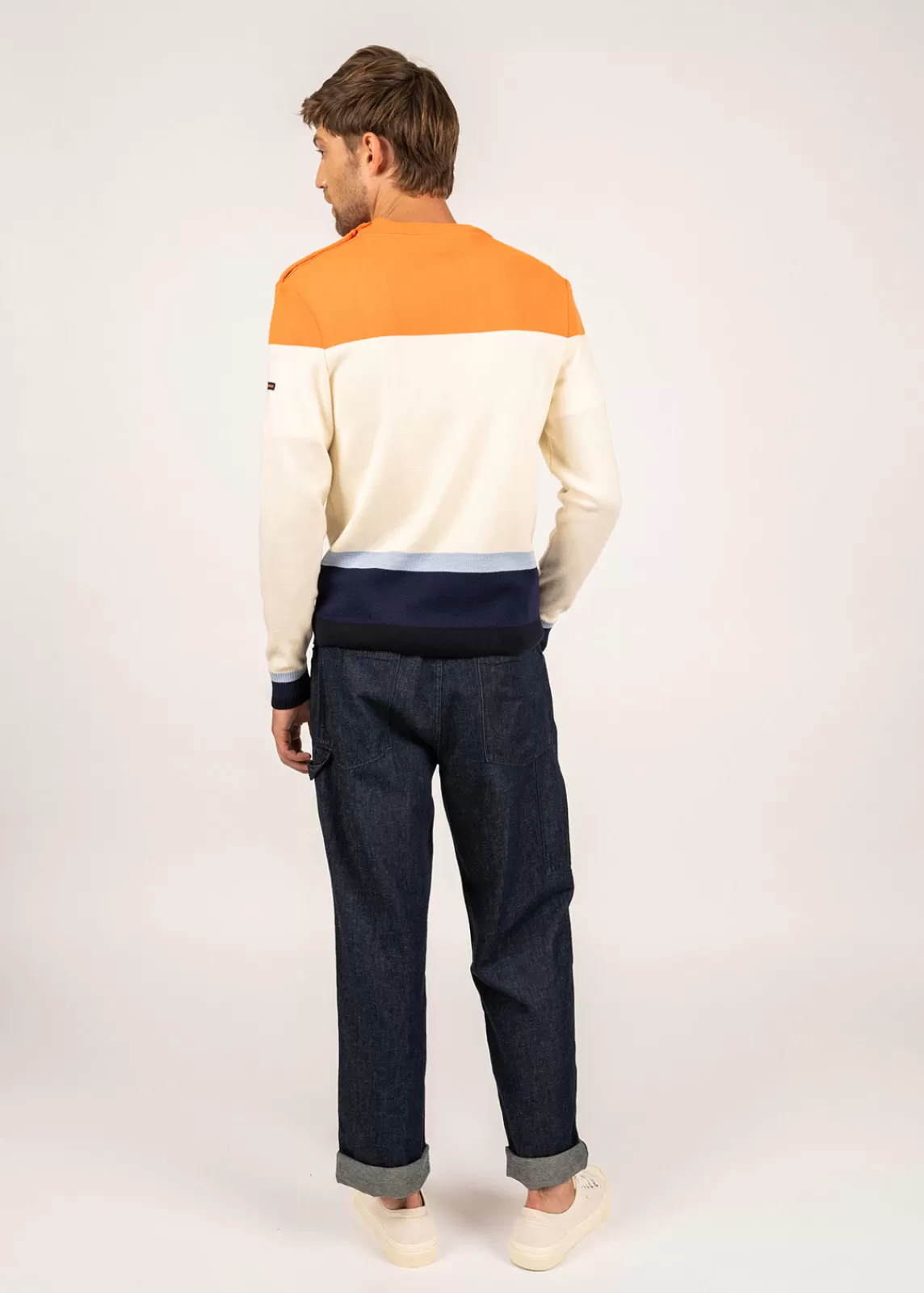 Sailor Jumpers>Saint James Vauville sailor-style jumper ECUME/ORANGEFLUO/INDIGO/NAVY/CHIELCHINE